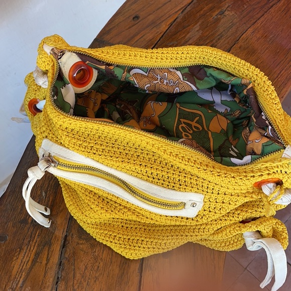 THE SAK~Hobo Crochet Handbag Purse Bag Rope Strap~AUBERRY~Yellow Saffron - Picture 7 of 9
